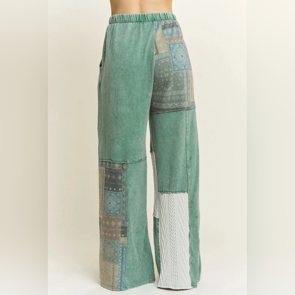 #1057 J Her Mineral Washed Bandana Patchwork + Sweater Pant SET - Picture 10 of 10